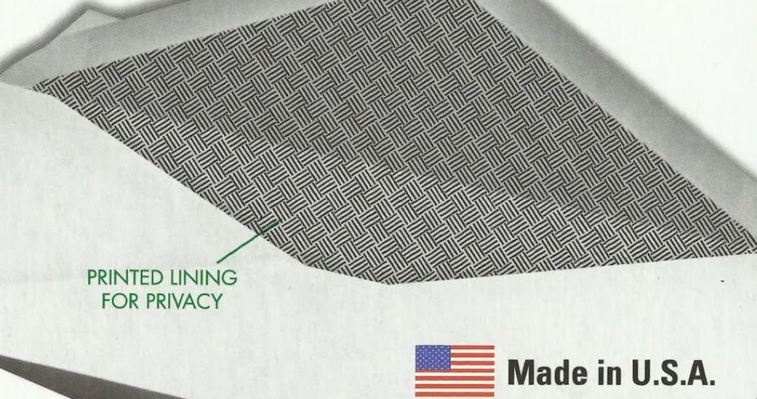 #10 Envelopes, Security Printed Lining for Privacy, Gummed Closure, All-Purpose 20-Ib Paper, 4-1/8" X 9-1/2", White, 40 Letter Size Envelopes per Box (75214)