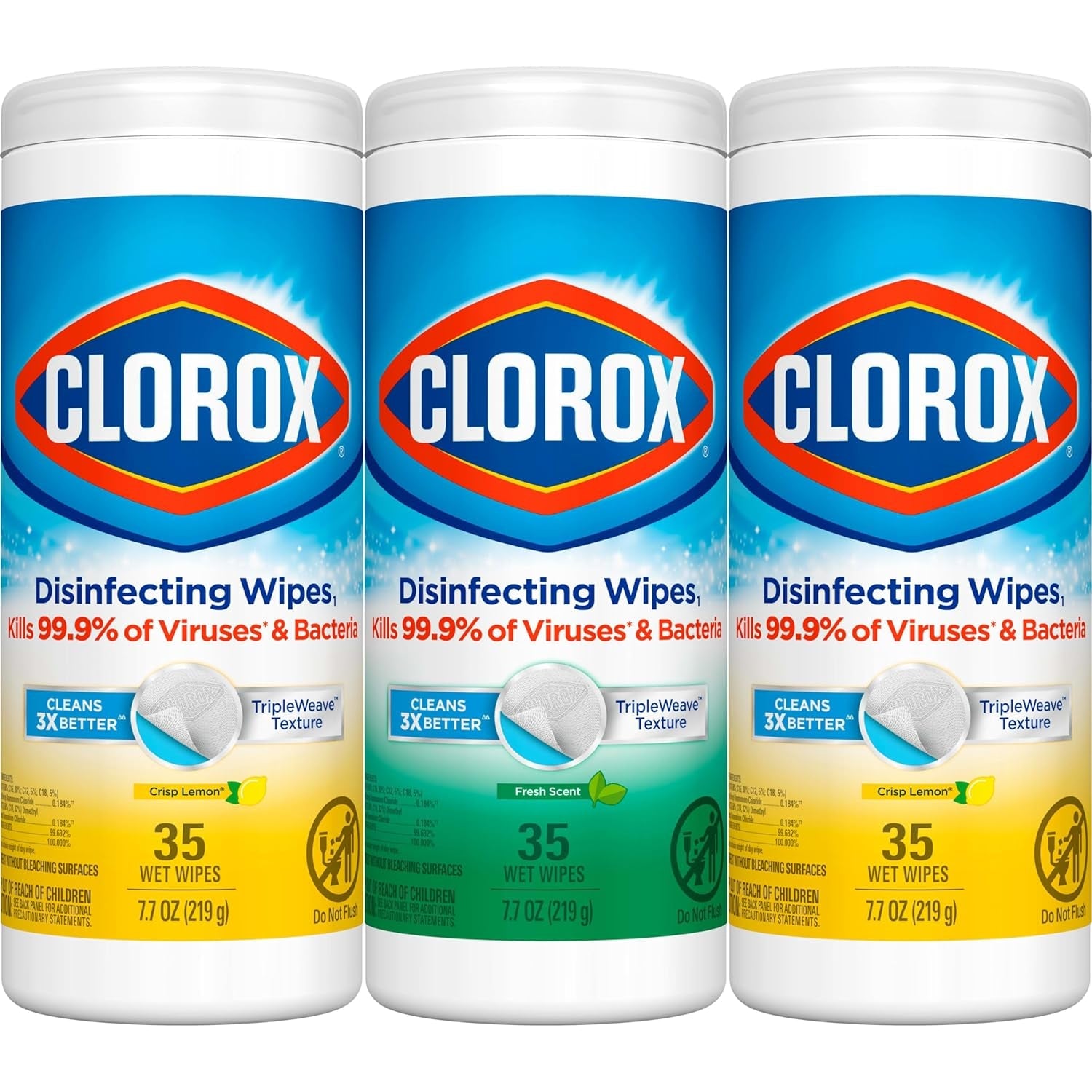 Disinfecting Wipes Value Pack, Cleaning Wipes, 35 Count Each, Pack of 3 (Package May Vary)