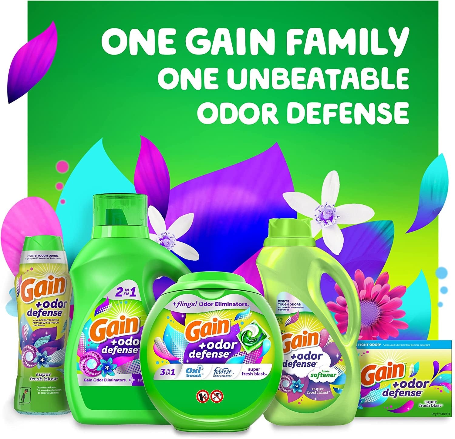 '+ Odor Defense Liquid Fabric Softener, Super Fresh Blast Scent, 140 Oz 190 Loads, HE Compatible