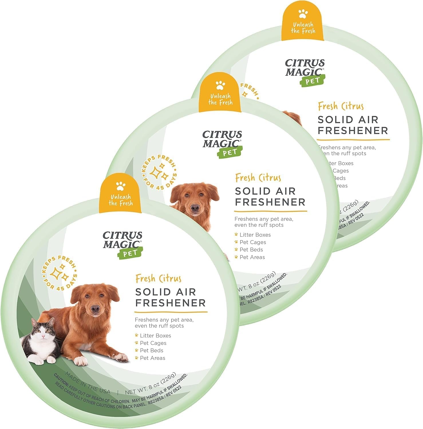 Pet Odor Absorbing Solid Air Freshener for Home, Air Purifier, Fresh Citrus, Must Have Pet Supplies, 8 Oz (Pack of 3)