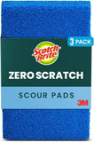 Zero Scratch Scouring Pad, Effective + Gentle Dish Scrubber for Household Cleaning, 3 Scrub Pads for Dishes, Nonstick Pots and Pans, Glass, Tubs, Showers, Reusable & Durable