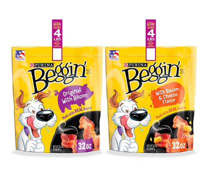 Purina Beggin' Strips Dog Treats, Bacon & Bacon and Cheese Flavors, 32 oz., 2 pk.