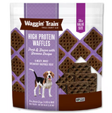Waggin Train Pork & Bacon with Banana Recipe, High Protein Waffles Dog Treats, 36oz.