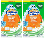Flushable Toilet Bowl Wand Cleaner Refills, Fresh Brush Cleaner Toilet Refill Pads, Removes Limescale & Odors, Citrus Scent, 20 Count (Pack of 1)