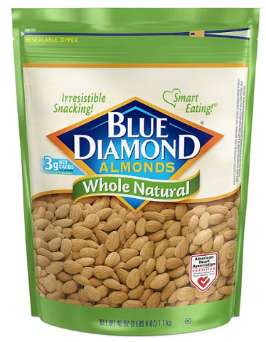 Blue Diamond Whole Natural Almonds, 40 oz.