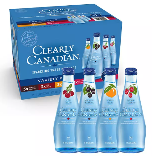 Clearly Canadian Variety Pack Sparkling Water, 11 fl. oz., 12 pk.