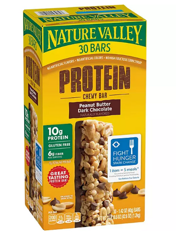 Nature Valley Peanut Butter Dark Chocolate Protein Chewy Bars, 30 ct.