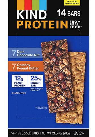 KIND Protein Dark Chocolate Nut and Crunchy Peanut Butter Variety Pack 14 Ct.