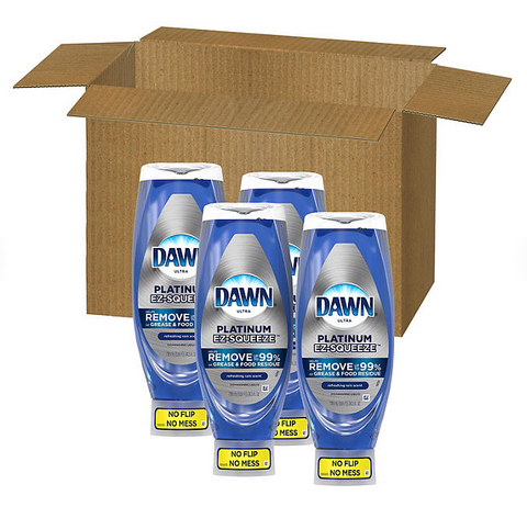 Dawn EZ-Squeeze Platinum Liquid Dish Soap, Fresh Rain Scent, 4 pk., 97.2 fl. oz.