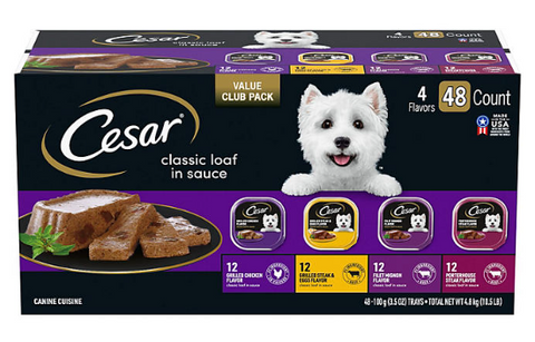 Cesar Variety Pack, Classic Loaf in Sauce Wet Dog Food, 3.5 oz., 48 ct.