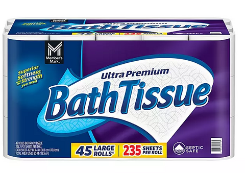 Member's Mark Ultra Premium 2-Ply Toilet Paper 45 rolls, 235 sheets/roll