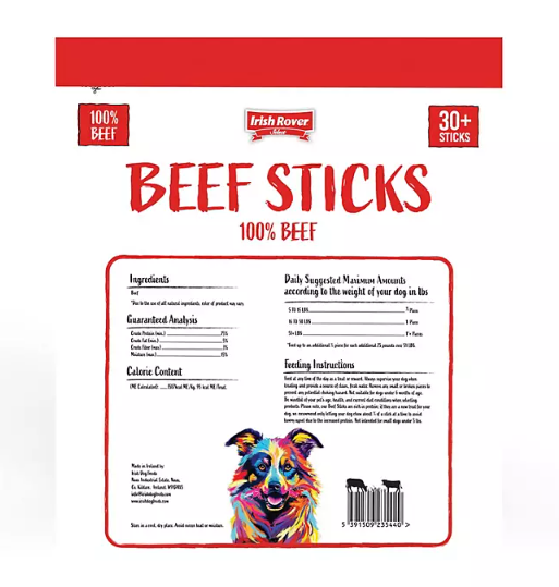Irish Rover Beef Stick Dog Treats 35 oz.