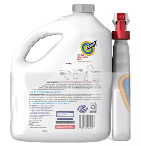 Shout Triple-Acting Laundry Stain Remover 128 fl. oz. refill + 22 fl. oz. trigger
