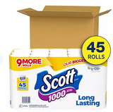 Scott 1000 1-Ply Toilet Paper 45 rolls, 1,000 sheets/roll