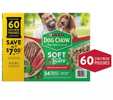 Purina Dog Chow Grilled Steak Flavor, Adult Soft Bites Dog Food, 60 ct.