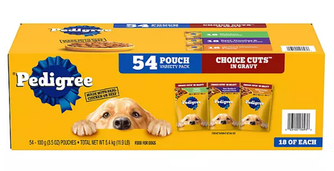 Pedigree Variety Pack, Choice Cuts in Gravy Adult Wet Dog Food, 3.5 oz., 54 ct.