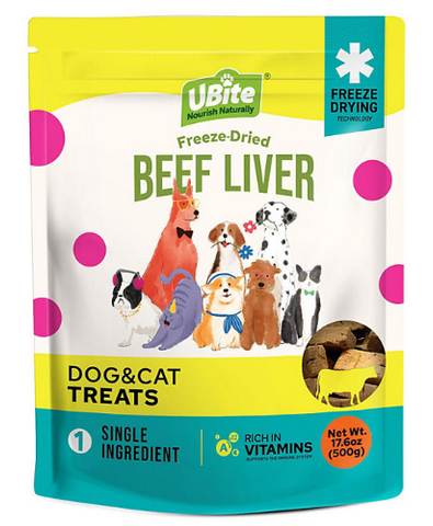 UBite Raw Bits Freeze-Dried Beef Liver Dog + Cat Treats, 17 oz.