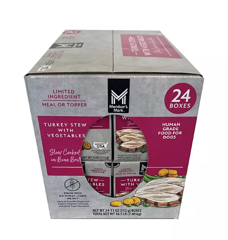 Member's Mark Turkey Stew with Vegetables Wet Dog Food, 11 oz., 24 boxes