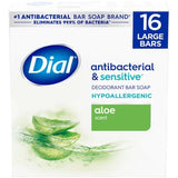 Dial Antibacterial Bar Soap, Aloe Scent, 4 Oz., 16 Ct.