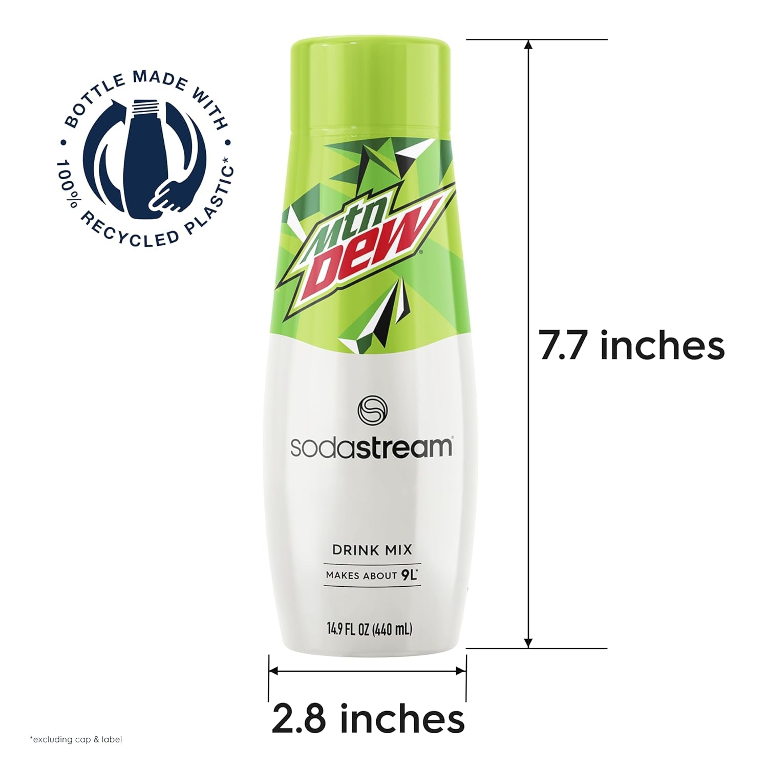 '- Mountain Dew Soda Drink Mix | for Soda Makers; Turns 9.5 Gallons of Fizzy Water into Delicious Mountain Dew | 52Mg Caffeine per 12Oz | Makes 96 Servings | 14.9 Fl Oz, Pack of 4
