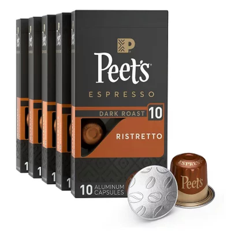 Peet'S Coffee Ristretto Intensity 10 Dark Roast Coffee Pods, 50 Ct.