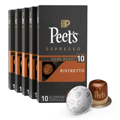 Peet'S Coffee Ristretto Intensity 10 Dark Roast Coffee Pods, 50 Ct.