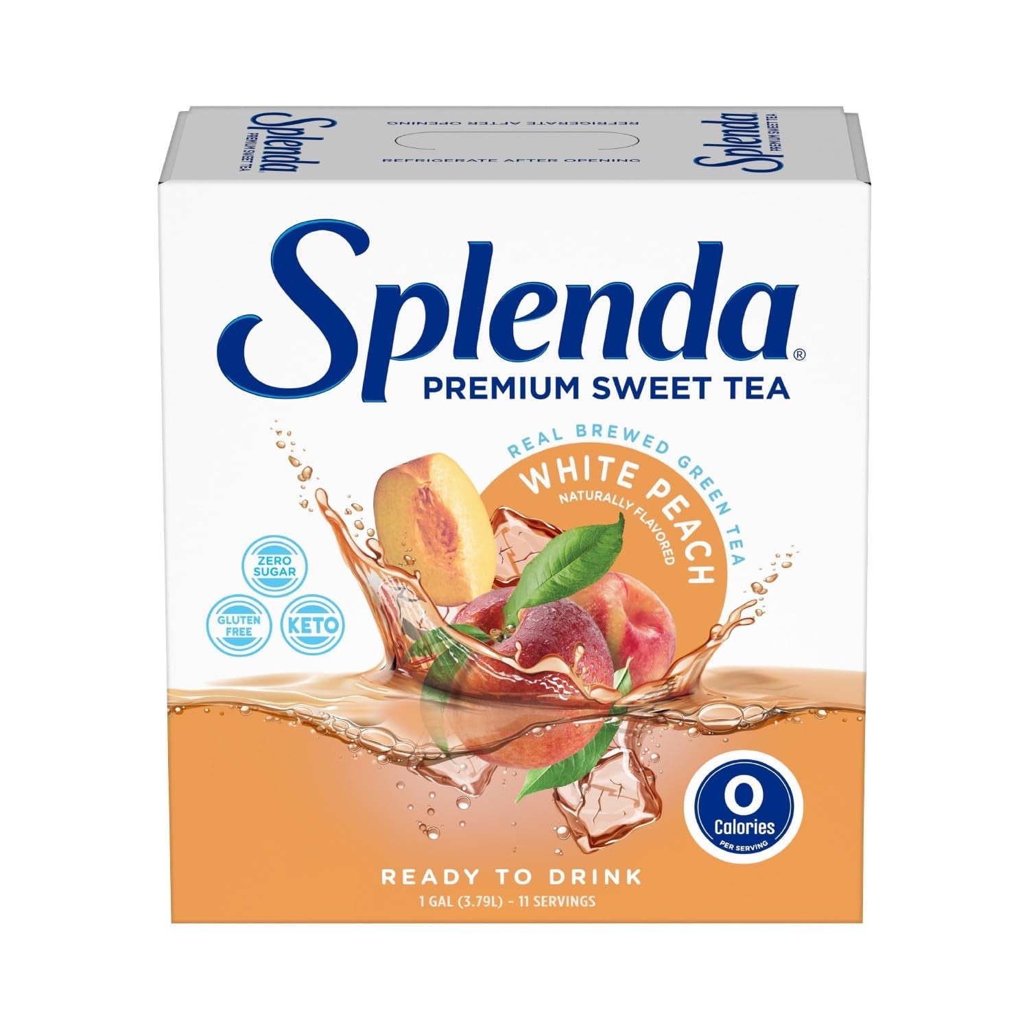 Premium Sweet Tea on Tap, 1 Gallon Bag in Box Ready to Drink Liquid, White Peach Green Tea, 128 Fl Oz, Packaging May Vary
