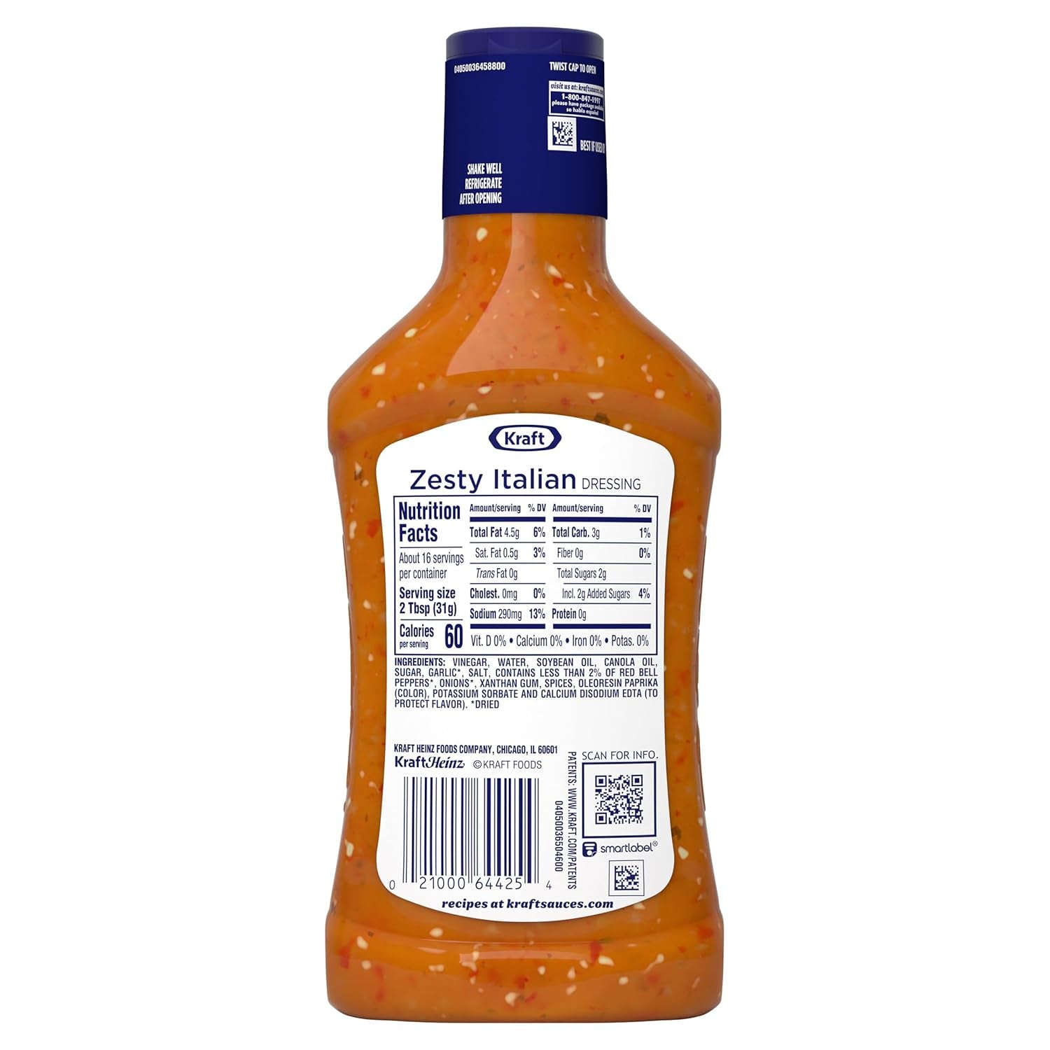 Zesty Italian Salad Dressing, 16 Fl Oz Bottle