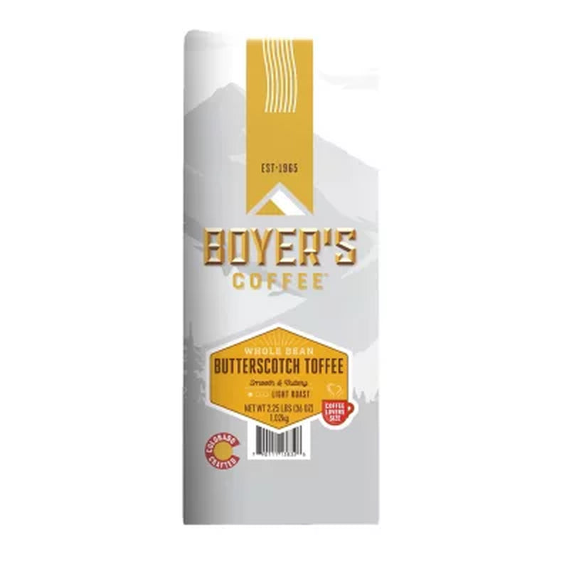 Boyer'S Coffee Light Roast Whole Bean, Butterscotch Toffee, 36 Oz.