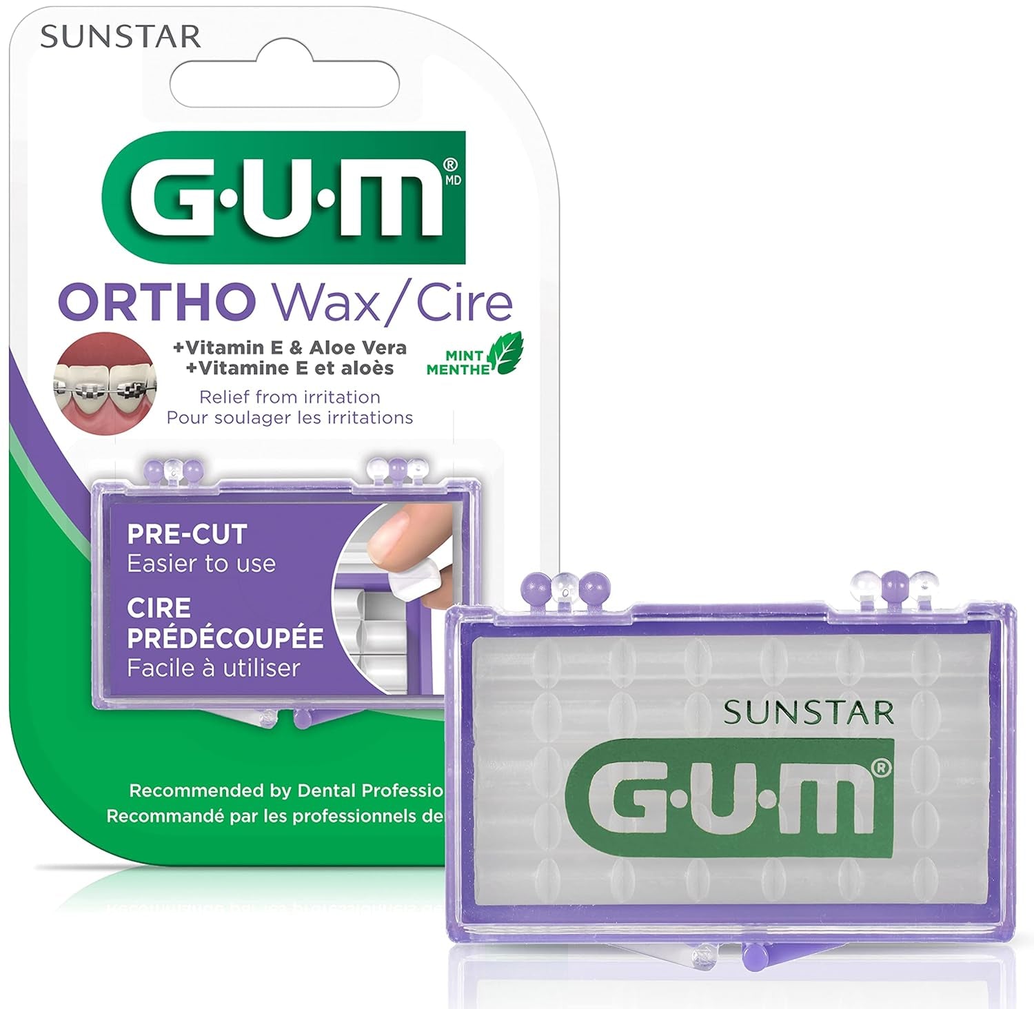 Orthodontic Wax for Braces and Dental Devices - Soothing Dental Wax with Vitamin E and Aloe Vera - Clear Color and Refreshing Mint Flavor (Pack of 1)