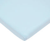 100% Natural Breathable Cotton Jersey Knit Fitted Bassinet Sheet, Blue, 15" X 33", Soft Breathable, for Boys and Girls