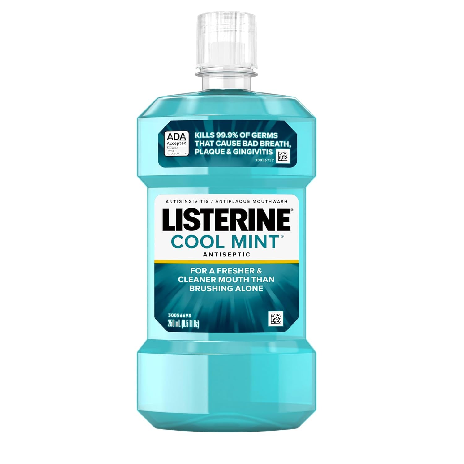 Cool Mint Antiseptic Mouthwash, Daily Oral Rinse Kills 99% of Germs That Cause Bad Breath, Plaque and Gingivitis for a Fresher, Cleaner Mouth, Cool Mint Flavor, 250 Ml/ 8.5 Fl. Oz.