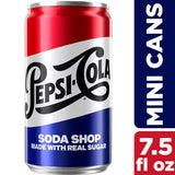 Pepsi Soda Shop Made with Real Sugar Mini Cans, 7.5 Fl. Oz., 30 Pk.