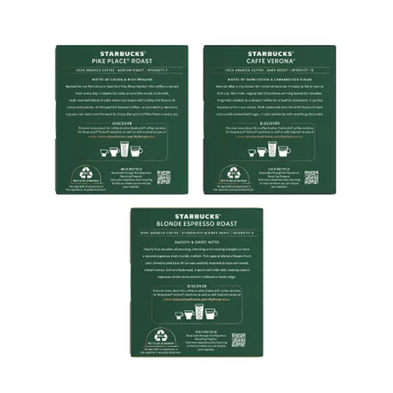 Starbucks by Nespresso Vertuo Coffee Pods, Variety Pack, 68 Ct.