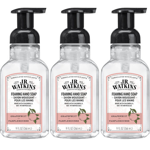 Foaming Hand Soap with Pump Dispenser, Moisturizing Foam Hand Wash, All Natural, Alcohol-Free, Cruelty-Free, USA Made, Grapefruit, 9 Fl Oz, 3 Pack