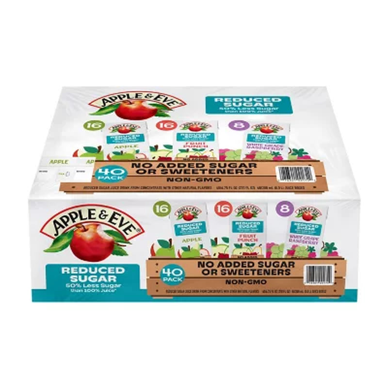 Apple & Eve Juice Reduced Sugar Variety Pack, 6.75 Fl. Oz., 40 Pk.