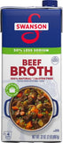 Swanson 100% Natural Lower Sodium Beef Broth, 32 Oz Carton