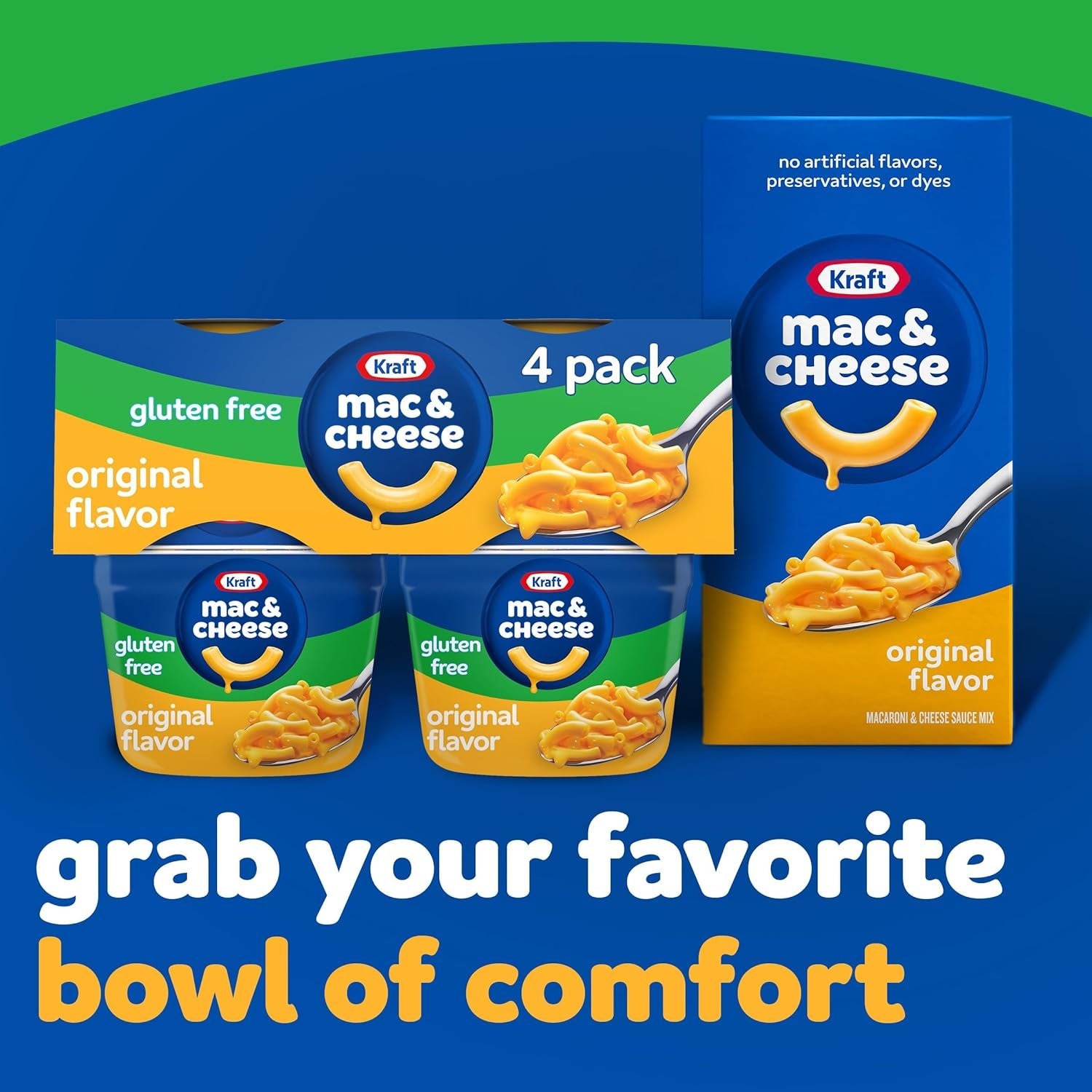 Kraft Gluten Free Original Mac & Cheese Macaroni and Cheese Dinner, 4 Ct Pack, 1.9 Oz Cups
