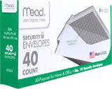 #10 Envelopes, Security Printed Lining for Privacy, Gummed Closure, All-Purpose 20-Ib Paper, 4-1/8" X 9-1/2", White, 40 Letter Size Envelopes per Box (75214)