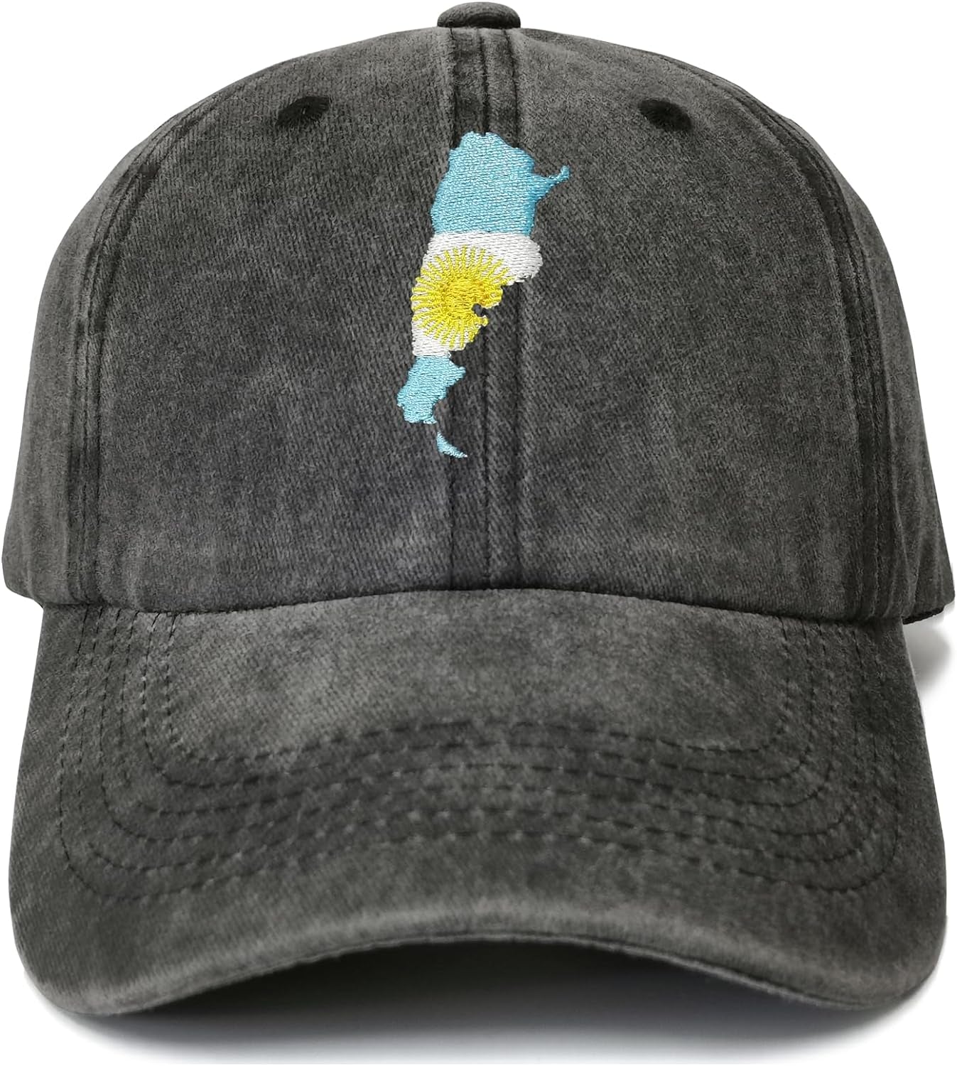 Embroidered Argentina Flag Hat for Men Women Kids, Washed Black Snapback Trucker Hat Baseball Cap Adjustable Dad Hats Unisex