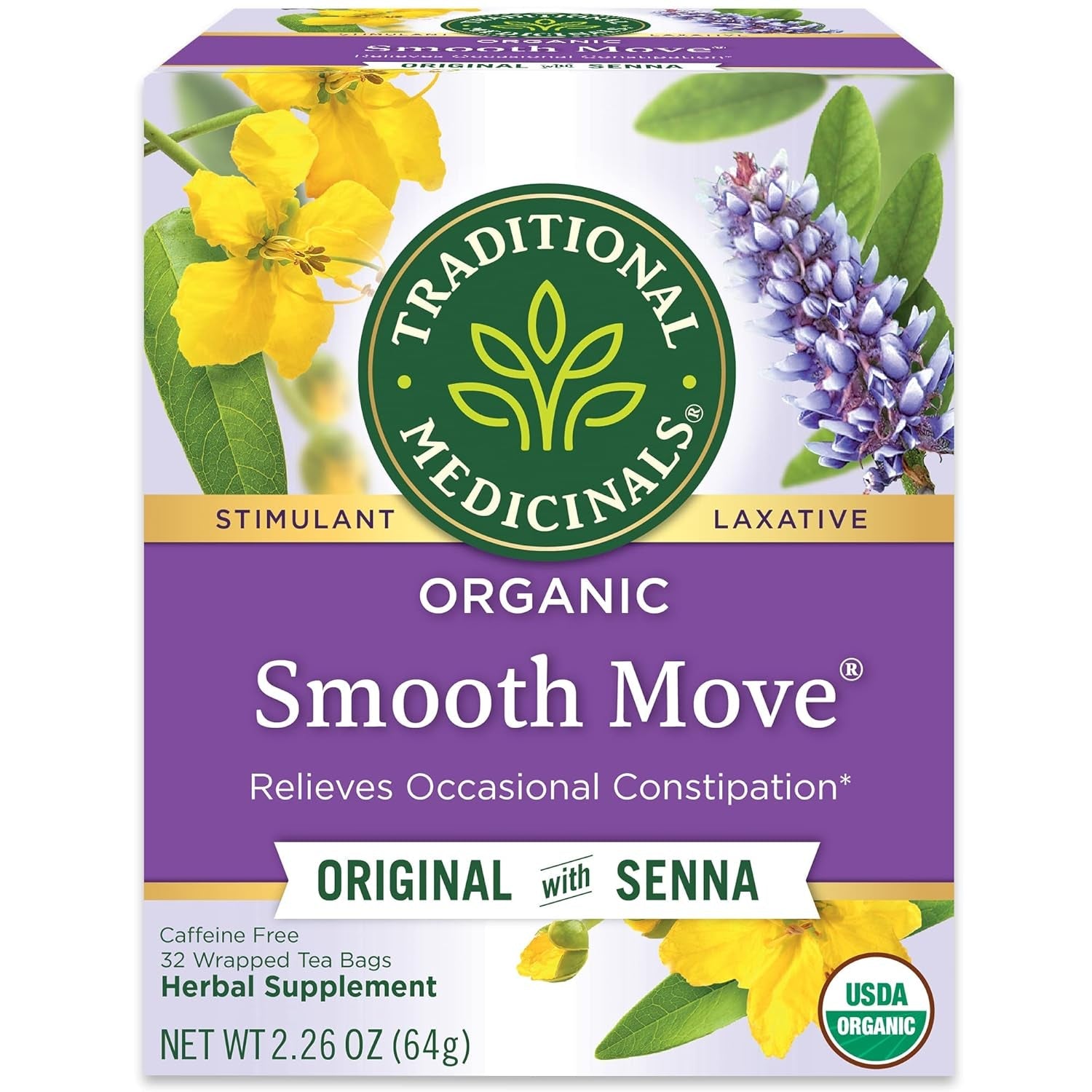Tea, Organic Smooth Move, Relieves Occasional Constipation, Senna, 32 Tea Bags