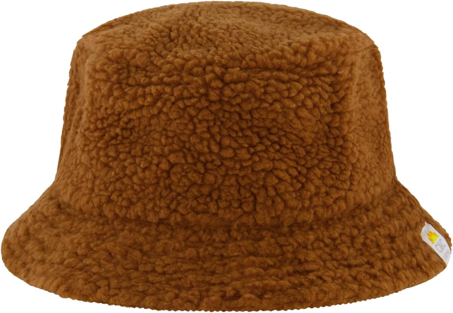 Bucket Hat, Faux Sherpa Packable Travel Hat, Wide Brim Summer Hat, Rust, One Size