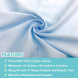 100% Natural Breathable Cotton Jersey Knit Fitted Bassinet Sheet, Blue, 15" X 33", Soft Breathable, for Boys and Girls