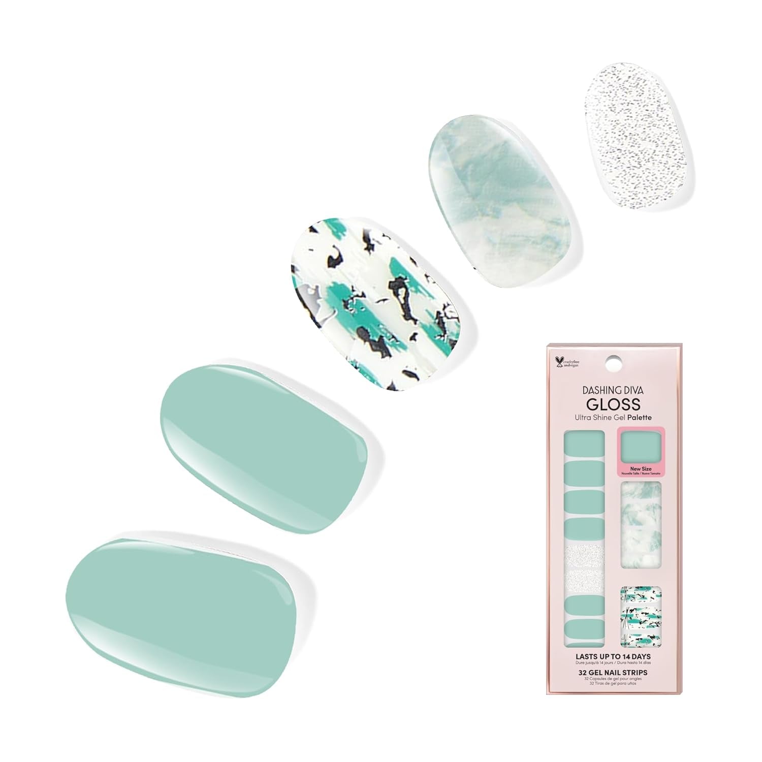 Gloss Nail Strips - Desert Quartz - UV Free, Chip Resistant, Long Lasting Gel Stickers - Contains 32 Wraps, 1 Prep Pad, 1 File