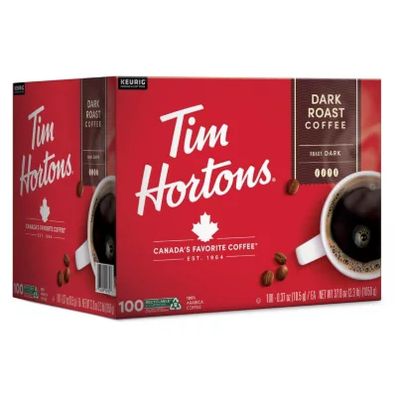 Tim Hortons Premium K-Cup Coffee Pods, Dark Roast, 100 Ct.