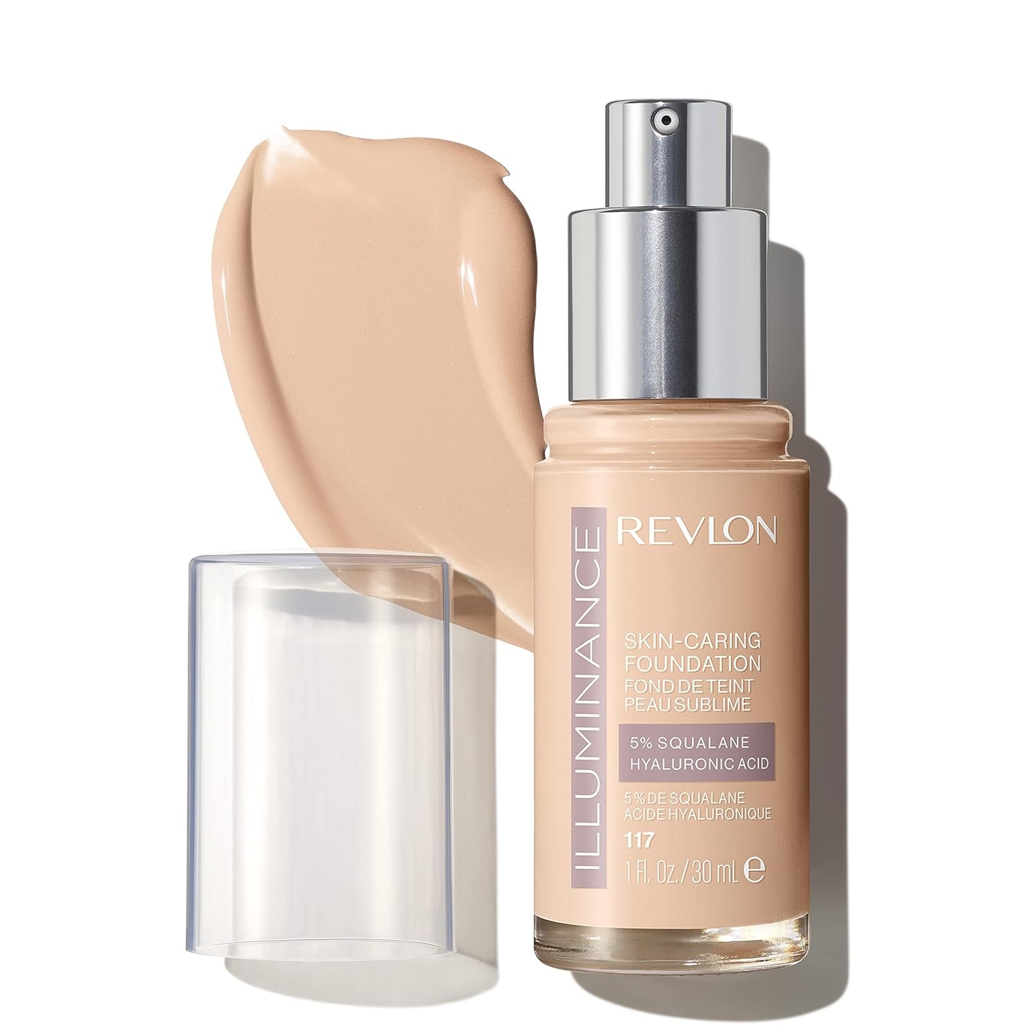 Illuminance Skin-Caring Liquid Foundation, Hyaluronic Acid, Hydrating and Nourishing Formula with Medium Coverage, 117 Light Beige, 1 Fl Oz