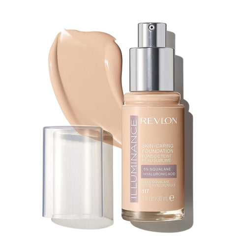 Illuminance Skin-Caring Liquid Foundation, Hyaluronic Acid, Hydrating and Nourishing Formula with Medium Coverage, 117 Light Beige, 1 Fl Oz