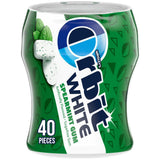 WHITE Gum Spearmint Chewing Gum Sugar-Free, 40-Piece Bottle, Bulk