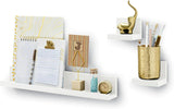Display Ledges, Holds up to 2 Lb, Quartz, 2 Ledges with 8 Medium  Strips, Damage Free Hanging Floating Shelf with Adhesive Strips, Personalize Living Room, Bedroom, Kids Room or Office