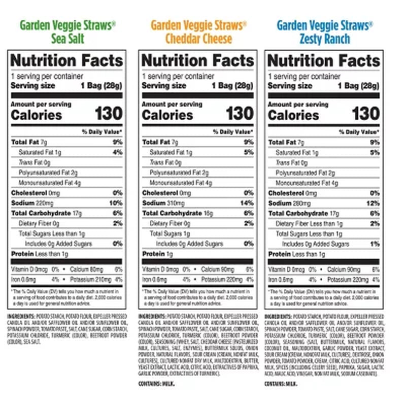 Sensible Portions Garden Veggie Straw, Variety Pack, 30 Pk.